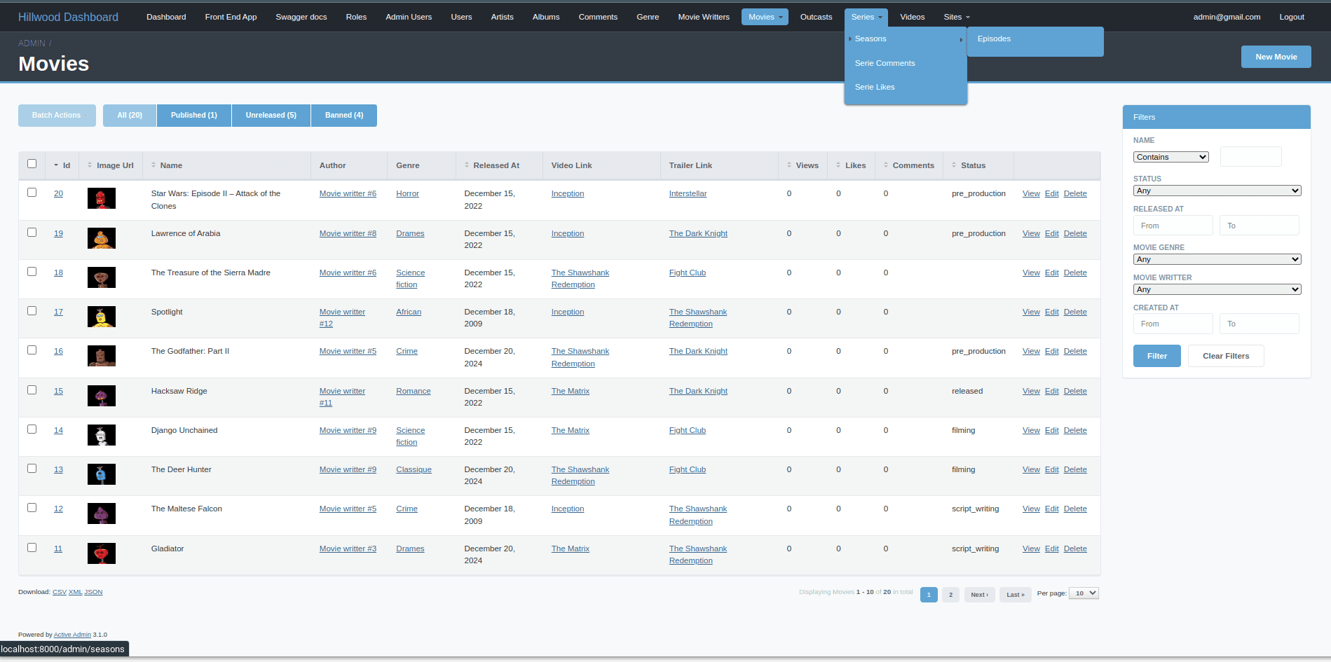 HillWood-Empire Backend – screenshot 1