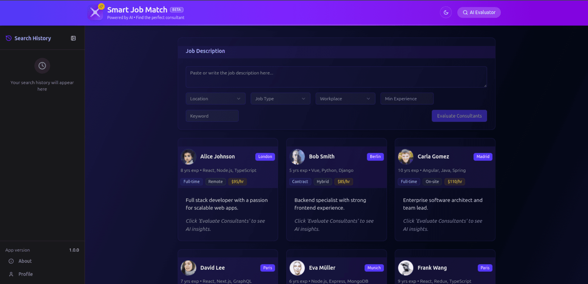 Smart Job Match App – screenshot 1